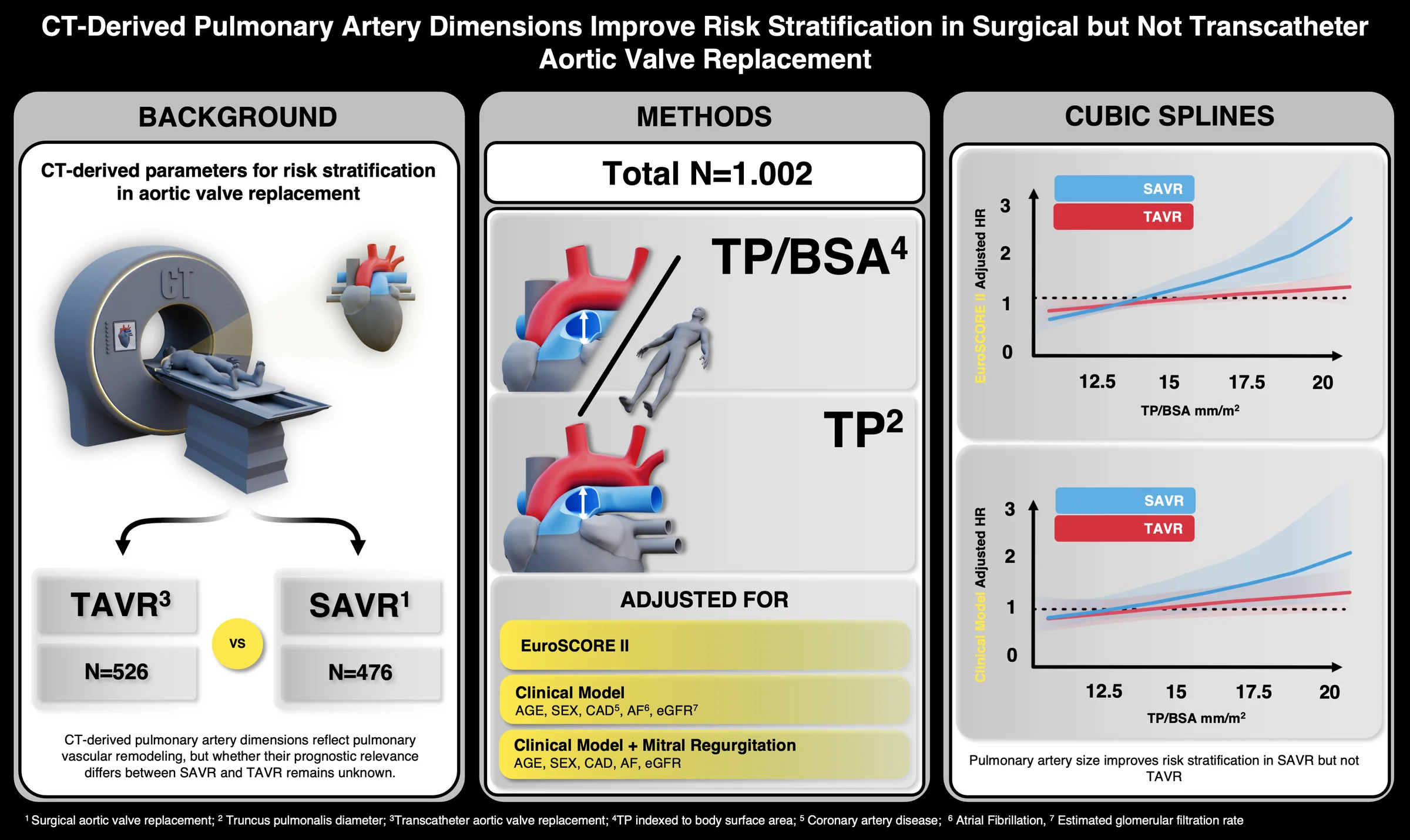 CT-Derived Pulmonary Artery Dimensions Improve Risk Stratification in Surgical but Not Transcatheter Aortic Valve Replacement